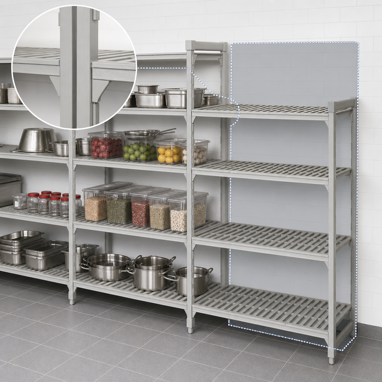 Product image #4 for Cambro Camshelving Premium 5-Tier Vented Add-On Polymer Shelving Unit, 21 x 42 x 84 Inches, Speckled Gray