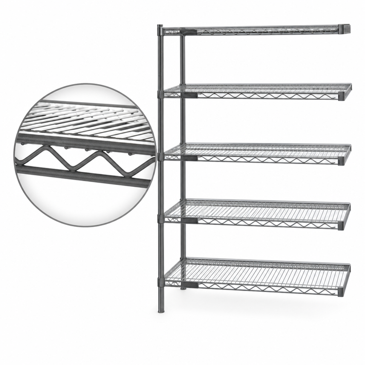 Product image #3 for Eagle Group Valu-Master 5-Tier Add-On Wire Shelving Unit, 36 x 21 x 74 Inches, Pewter Gray Epoxy Finish