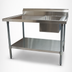 Thumbnail image #3 for BK Resources 60 Inch x 30 Inch 304 Stainless Steel Prep Sink Table with Right-Side Sink, Marine Edge, and 6 Inch Riser