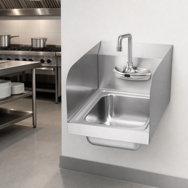 Product image #3 for Krowne Wall-Mounted Stainless Steel Hand Wash Sink with Electronic Faucet and 9 x 11 x 5 Inch Bowl
