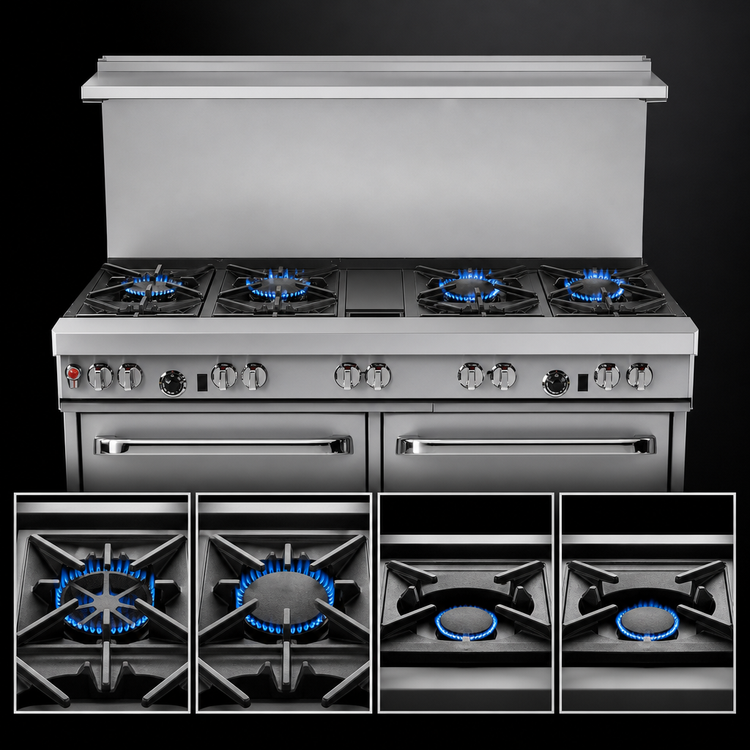 Product image #3 for Southbend Ultimate 60-Inch Commercial Gas Restaurant Range with 4 Open Burners, 36-Inch Griddle, and 2 Convection Ovens