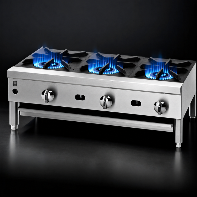 Product image #3 for Supreme 36-Inch Floor Model Gas Open Burner Hot Plate with 3 Burners