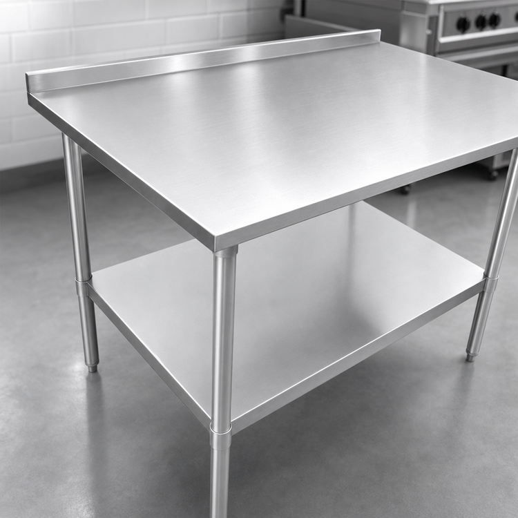 Product image #3 for 30 x 30 Inch Corner Stainless Steel Work Table with 1-1/2 Inch Rear Up-Turn and Undershelf