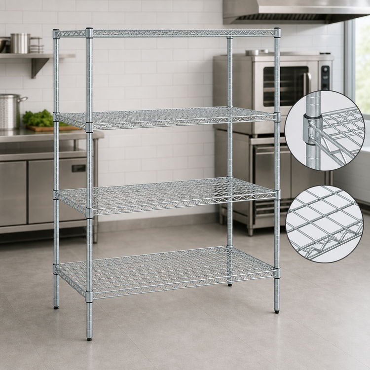 Product image #4 for EAGLEbrite Zinc 4-Tier Double-Mat Wire Shelving Starter Unit, 48 x 24 x 63 Inches
