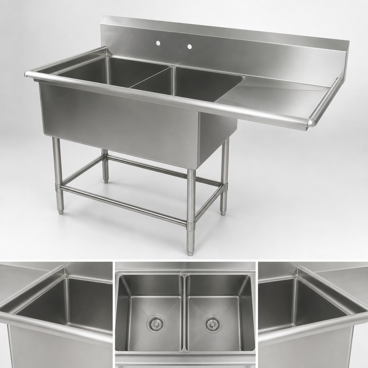 Product image #3 for John Boos Pro-Bowl 2-Compartment Stainless Steel Sink with Right Drainboard