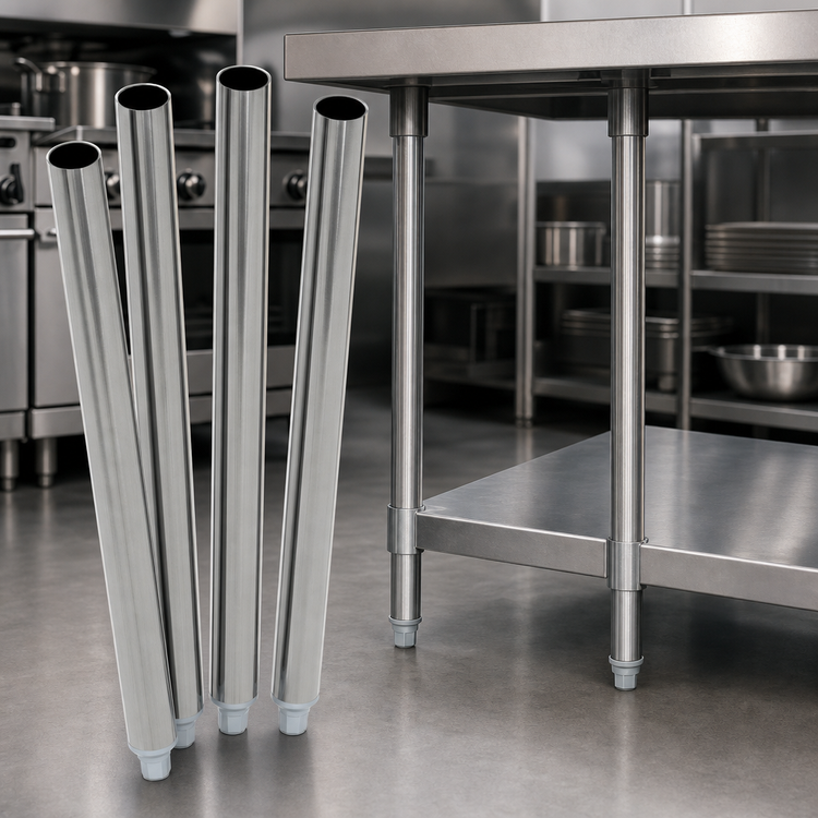Product image #3 for 34-1/2 Inch Galvanized Steel Work Table Legs with Adjustable Feet, Set of 4