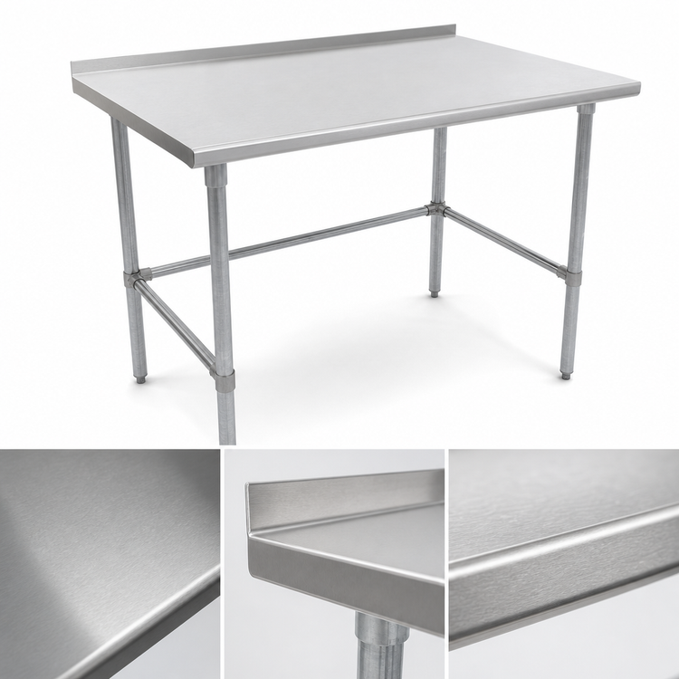 Product image #3 for Stallion by John Boos 48 Inches x 36 Inches Stainless Steel Work Table — 14-Gauge 300-Series Top with 1.5 Inches Rear Upturn & Stallion Safety Edge