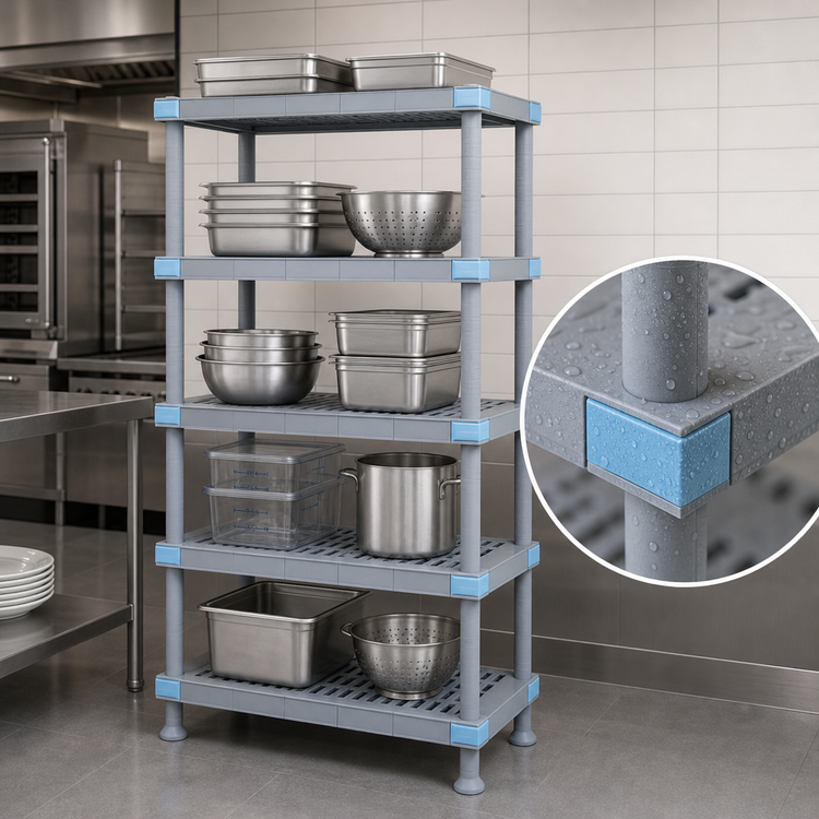 Product image #3 for Quantum Millenia 24 x 24 x 62 Inch Gray Polymer Stationary Starter Shelving Unit with 5 Shelves