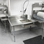 Thumbnail image #3 for BK Resources BKSDT-36-R-SS-P3-G 36-Inch Straight Soiled Dish Table, Right-to-Left, 20 x 20 x 8-Inch Sink, 10-Inch Backsplash