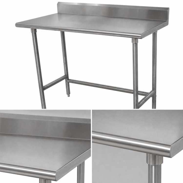 Product image #3 for Advance Tabco Special Value Series 30 x 30 Inch 16 Gauge 304 Stainless Steel Corner Work Table with 5 Inch Backsplash