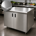 Thumbnail image #3 for Advance Tabco Special Value Enclosed Work Table with Cabinet Base, Mid-Shelf, Hinged Doors, 72 x 24 Inches, 16 Gauge 304 Stainless Steel Top