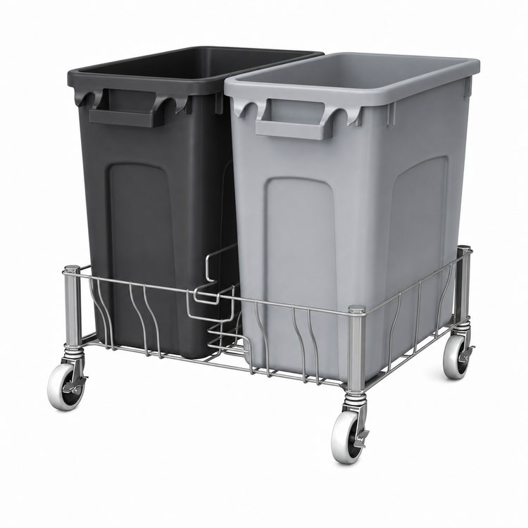Product image #4 for Slim Jim Double Trash Can Dolly for 16- and 23-Gallon Containers, Stainless Steel