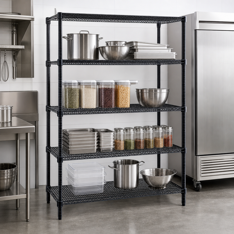 Product image #3 for Add-A-Shelf 4-Tier Wire Shelving Starter Unit, 48 x 21 x 74 Inches, Black Epoxy Finish