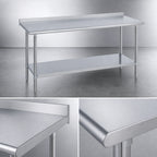 Thumbnail image #3 for Duke Manufacturing 314-3660-2R 60 x 36-Inch Stainless Steel Work Table, 14-Gauge 300 Series Top, Straight Riser, Galvanized Undershelf
