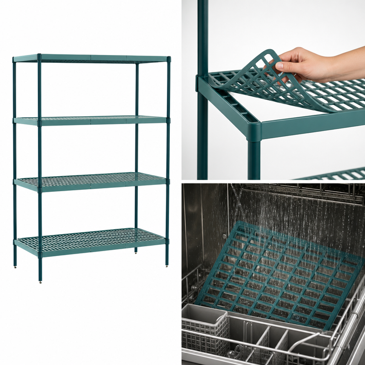 Product image #3 for Metro Super Erecta Pro Green 18"W x 24"D x 74"H Stationary Polymer Shelving Starter Unit with 4 Shelves
