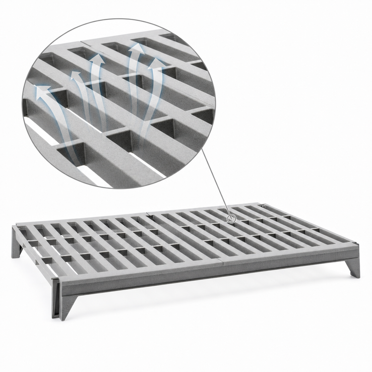 Product image #4 for Cambro Camshelving Premium 18 x 72 Inch 5-Shelf Vented Shelf Kit, Speckled Gray
