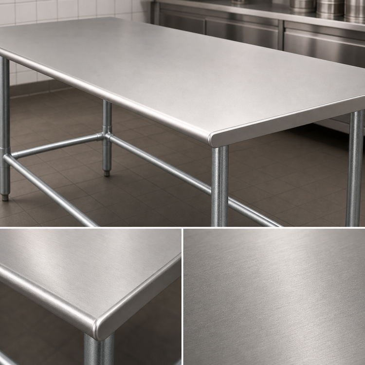 Product image #3 for Eagle Group Spec-Master 72 Inch x 24 Inch Stainless Steel Flat Top Work Table with Galvanized Tubular Base