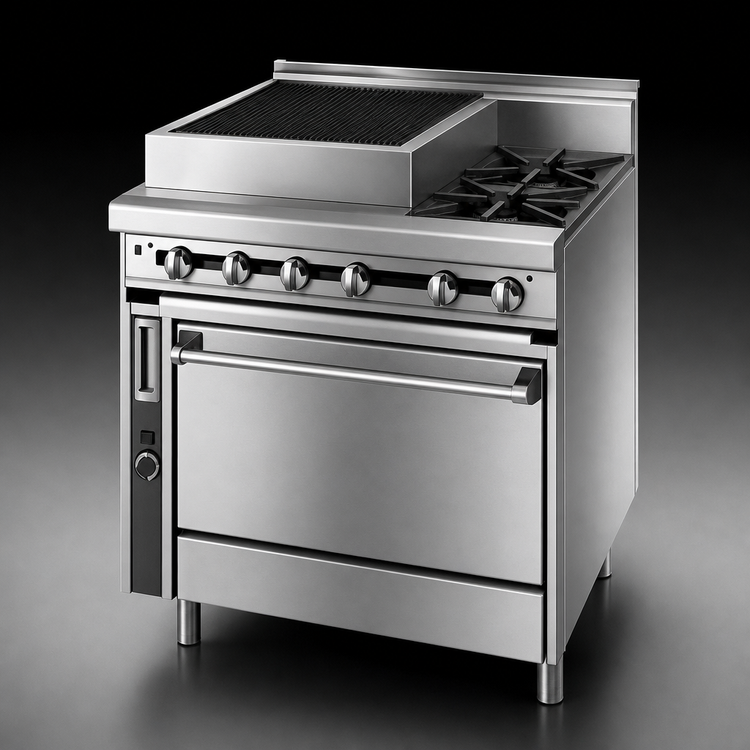 Product image #3 for Jade Range Titan JTRH-18B-1HT-36C 36-Inch Gas Heavy Duty Range with 18-Inch Charbroiler, 18-Inch Hot Top, and Convection Oven