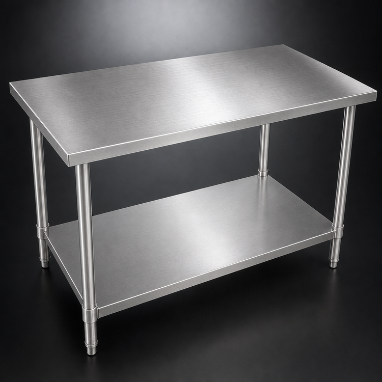 Product image #3 for John Boos Stallion 84-Inch x 24-Inch 16-Gauge Stainless Steel Flat Top Work Table with Galvanized Legs and Adjustable Undershelf
