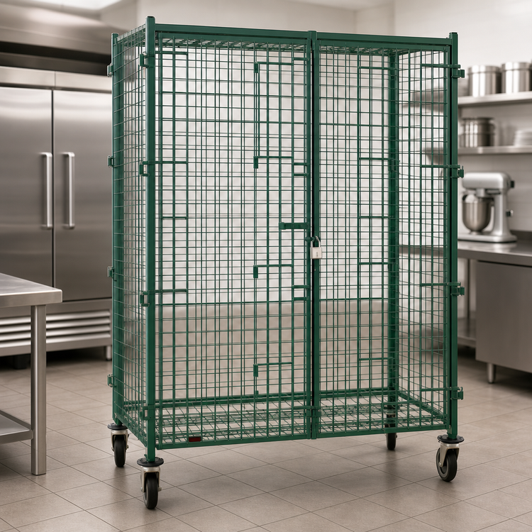 Product image #3 for EagleGard Mobile Wire Security Cage with Padlock-Ready Double Doors and Casters, 51-1/4 x 33-1/4 x 69 Inches