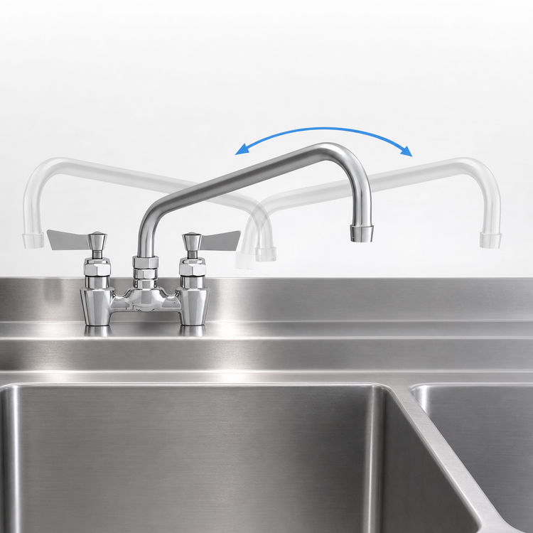 Product image #3 for Fisher Stainless Steel 4-Inch Center Backsplash Faucet with 12-Inch Swing Spout and Lever Handles