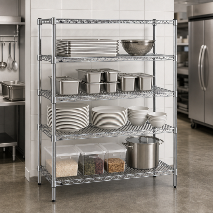 Product image #3 for Metro Super Erecta 4-Shelf Chrome Plated Wire Shelving Starter Unit, 60"W x 18"D x 63"H