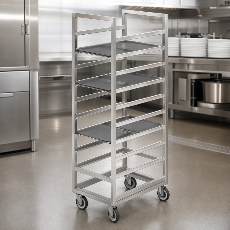 Product image #3 for Channel Stainless Steel Single-Section End-Load Cafeteria Tray Rack for 14 x 18 Trays, 36-Inch High