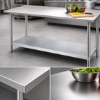 Thumbnail image #3 for Duke Manufacturing 314-2484 Stainless Steel Work Table with Galvanized Undershelf, 84 x 24 x 36 Inches, No Backsplash