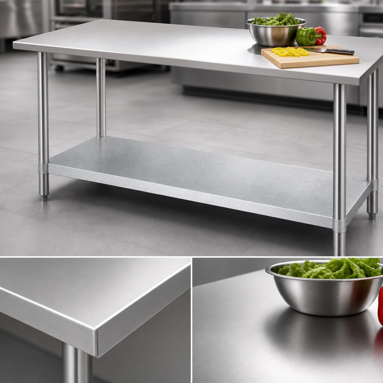 Product image #3 for Duke Stainless Steel Work Table with Galvanized Undershelf, 84 x 24 x 36 Inches, No Backsplash