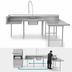 Thumbnail image #3 for Advance Tabco U-Shaped Soiled Dish Table with Pre-Rinse Sink and Landing, Right-Attach, 108-Inch, 14-Gauge Stainless Steel