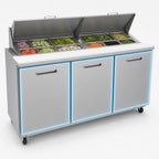 Thumbnail image #3 for Kelvinator Commercial KCHST70.18 Three-Section Refrigerated Sandwich/Salad Prep Table, 18 1/6 GN Pan, 3 Solid Doors, Stainless Steel