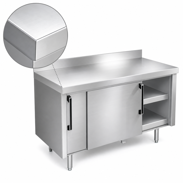 Product image #3 for La Rosa Refrigeration 60-Inch x 28-Inch Deep Stainless Steel Utility Stand Cabinet Base with Sliding Doors