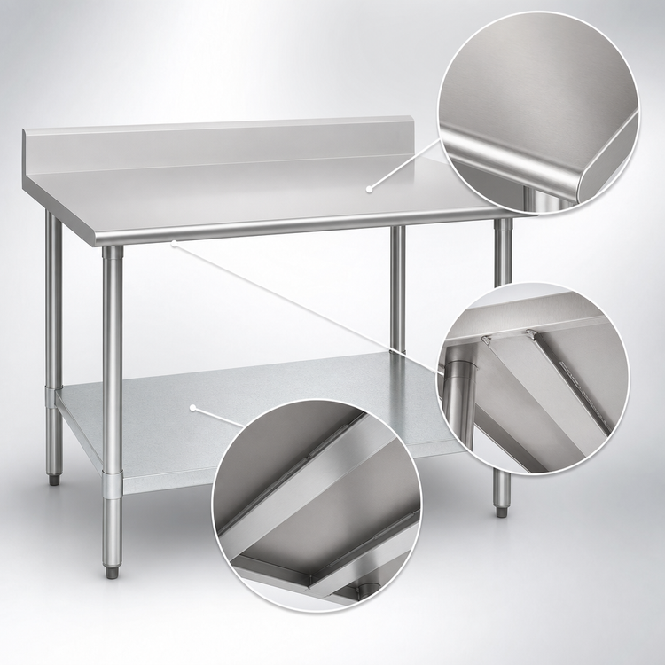 Product image #3 for Eagle Spec-Master 60-Inch x 36-Inch Work Table with 4-1/2-Inch Backsplash and Galvanized Undershelf