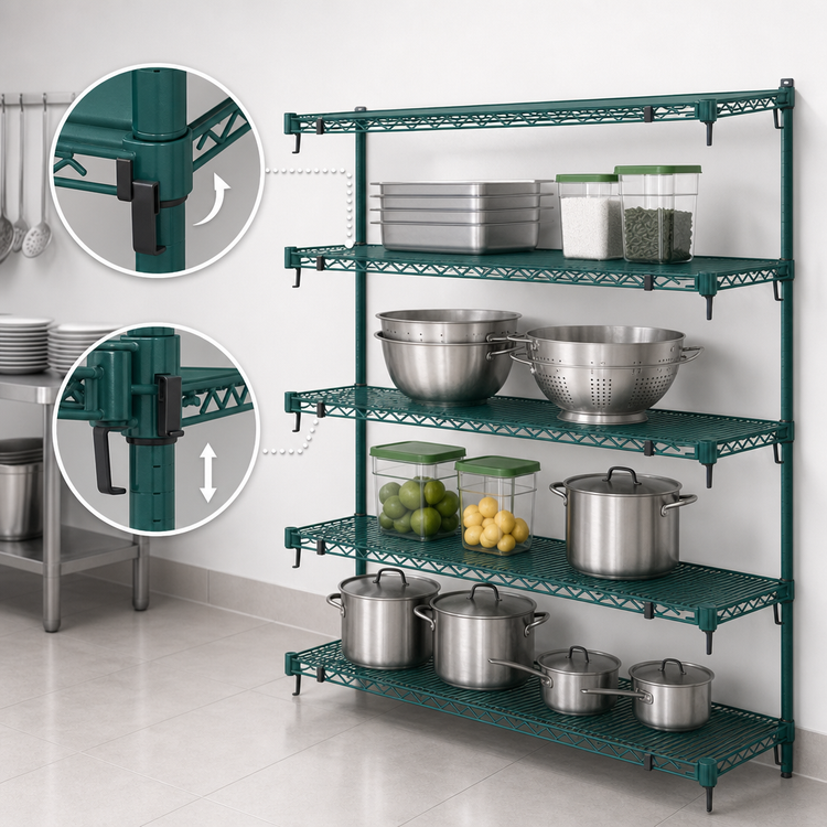 Product image #4 for Super Erecta Super Adjustable Add-On Wire Shelving Unit, 72"W x 18"D x 63"H, 4 Shelves, Green Epoxy Finish