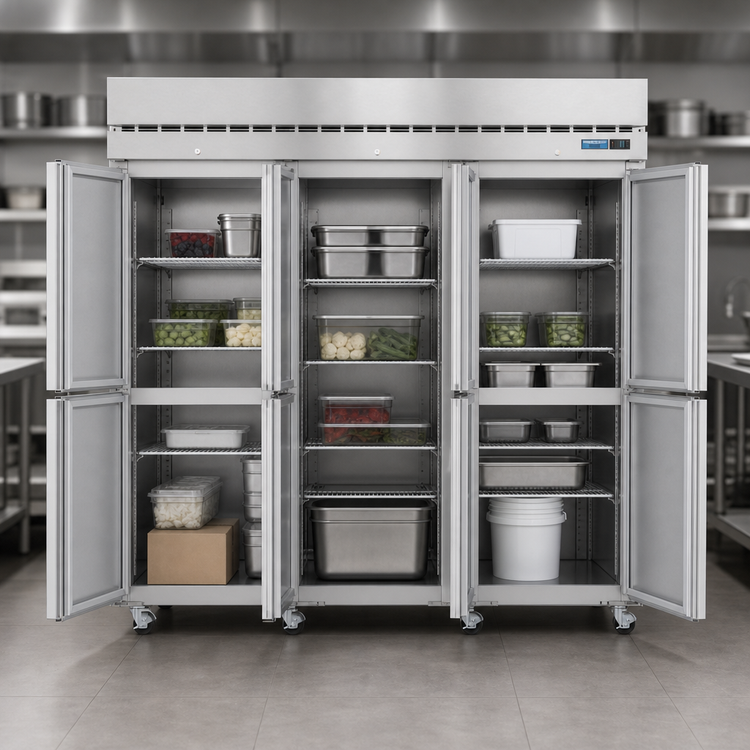 Product image #3 for Hoshizaki Steelheart Three-Section Reach-In Freezer with Half-Height Solid Doors, 79.03 Cu. Ft.