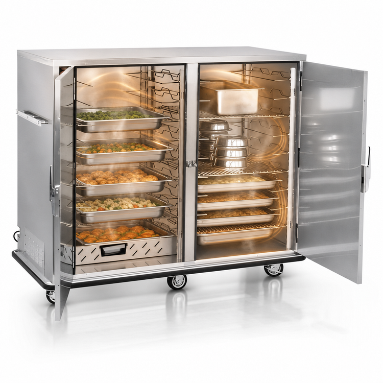 Product image #3 for Mobile Full-Height Bulk Food-Banquet Server Holding Cabinet with Humi-Temp Heat System, Double Doors, 96-120 Covered Plate Capacity