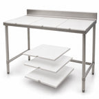 Thumbnail image #3 for Eagle Group BT2484S 84"W x 24"D Stainless Steel Boning Table with Poly Top, 4" Removable Backsplash and Three 1/2" Polymer Boards