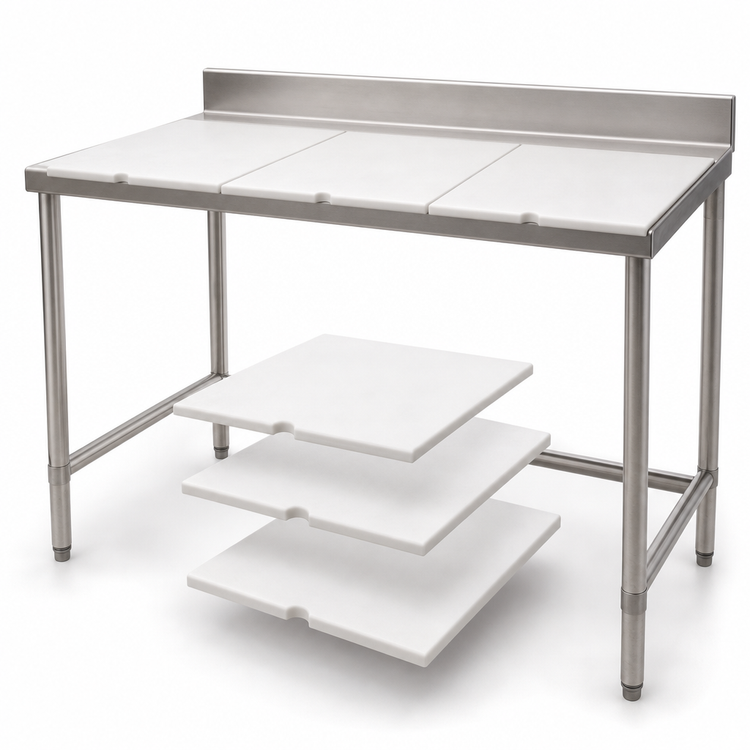 Product image #3 for Eagle Group 84"W x 24"D Boning Table with Poly Top and Stainless Steel Tubular Base
