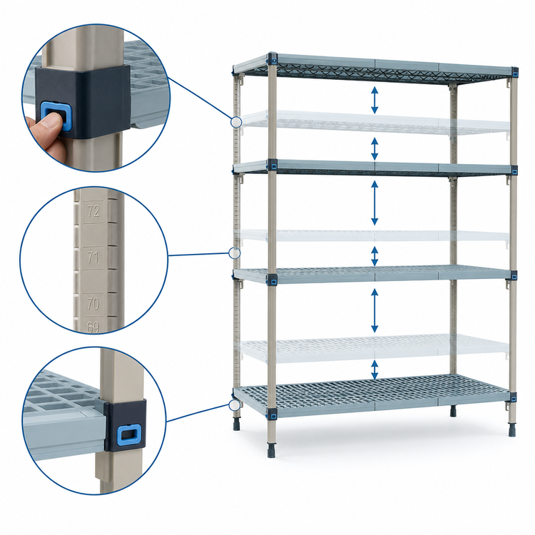 Product image #3 for MetroMax Q 30" W x 21" D x 74" H 5-Shelf Polymer/Wire Shelving Starter Unit