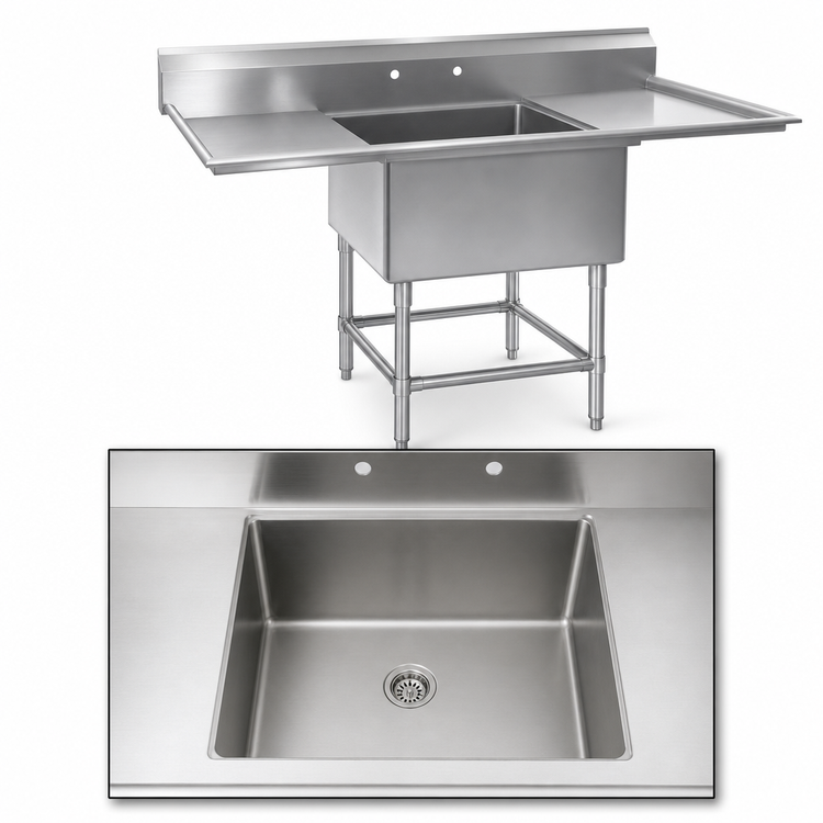 Product image #3 for Spec-Master Freestanding 1-Compartment Stainless Steel Sink with 30-Inch Left Drainboard, 53-1/2 Inch Wide