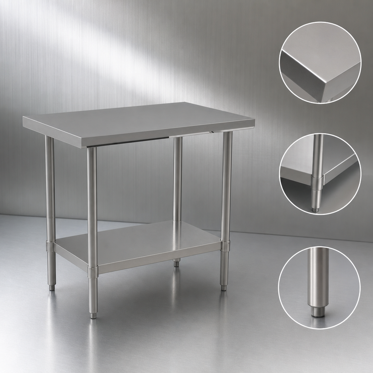 Product image #3 for Mixrite 30 Inch x 30 Inch Stainless Steel Work Table with Adjustable Undershelf