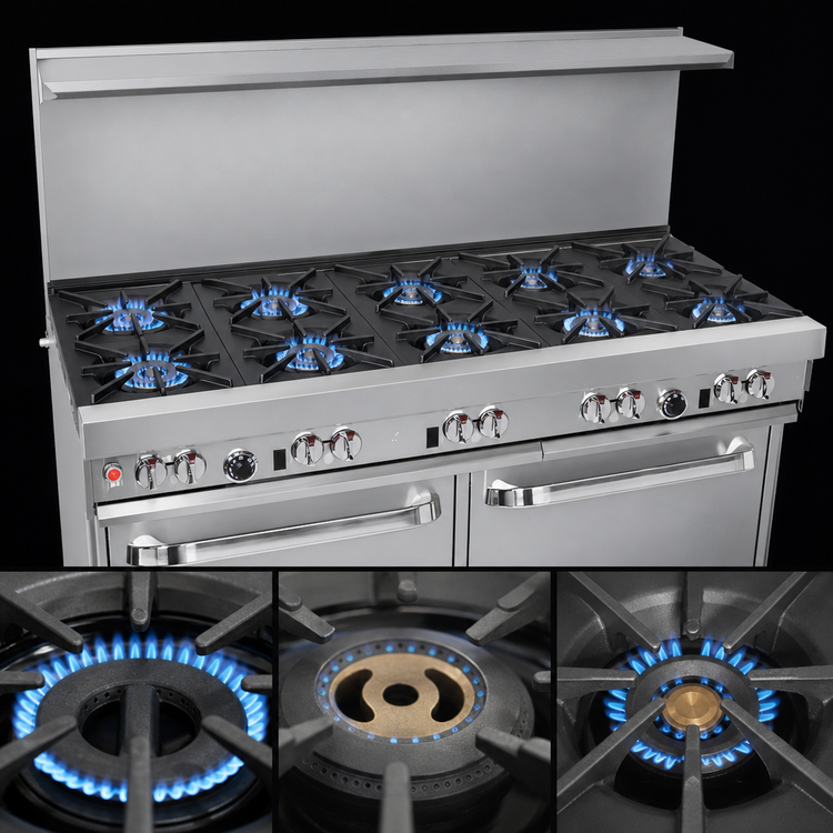 Product image #3 for Southbend Ultimate 60-Inch Gas Restaurant Range with 8 Burners, Standard Oven, and Cabinet Base