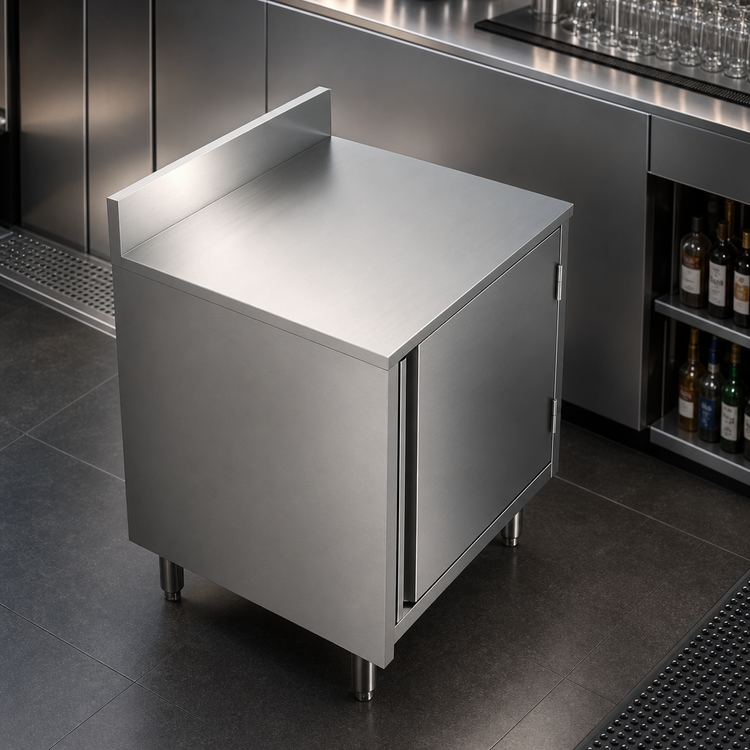 Product image #4 for BK Resources Well Series 24 x 21 Inch Stainless Steel Underbar Cabinet with Flat Top and Raised Edge