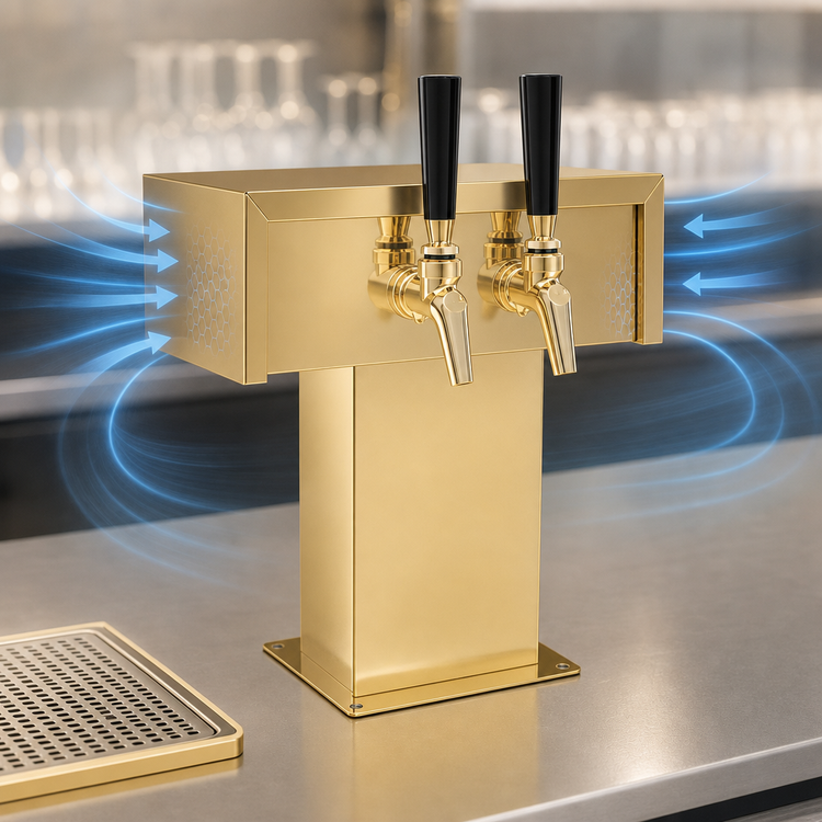 Product image #3 for Perlick 3780-2BTF Countertop Air-Cooled Tee Beer Tower with 2 Faucets