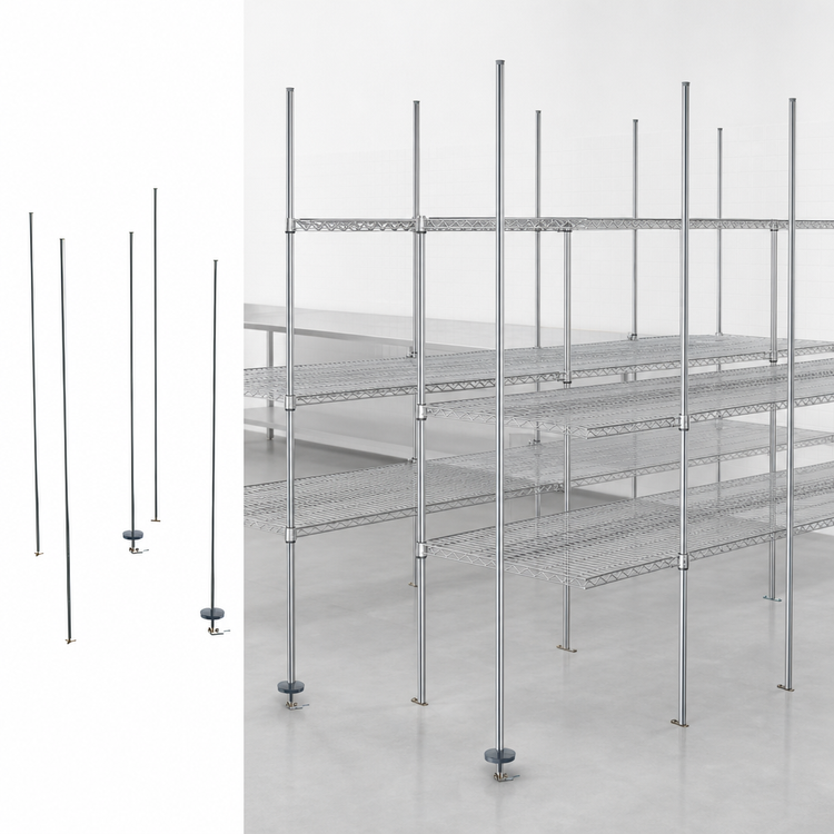 Product image #3 for Metro qwikTRAK High-Density Track Shelving Stationary End Unit Kit, Chrome-Plated, 74-Inch Posts
