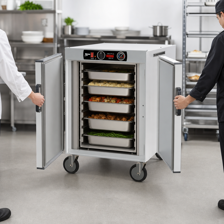 Product image #3 for Metro HotBlox Wide 8-Pan Pass-Thru Insulated Holding Cabinet, Analog, Mobile, Solid Front and Rear Doors