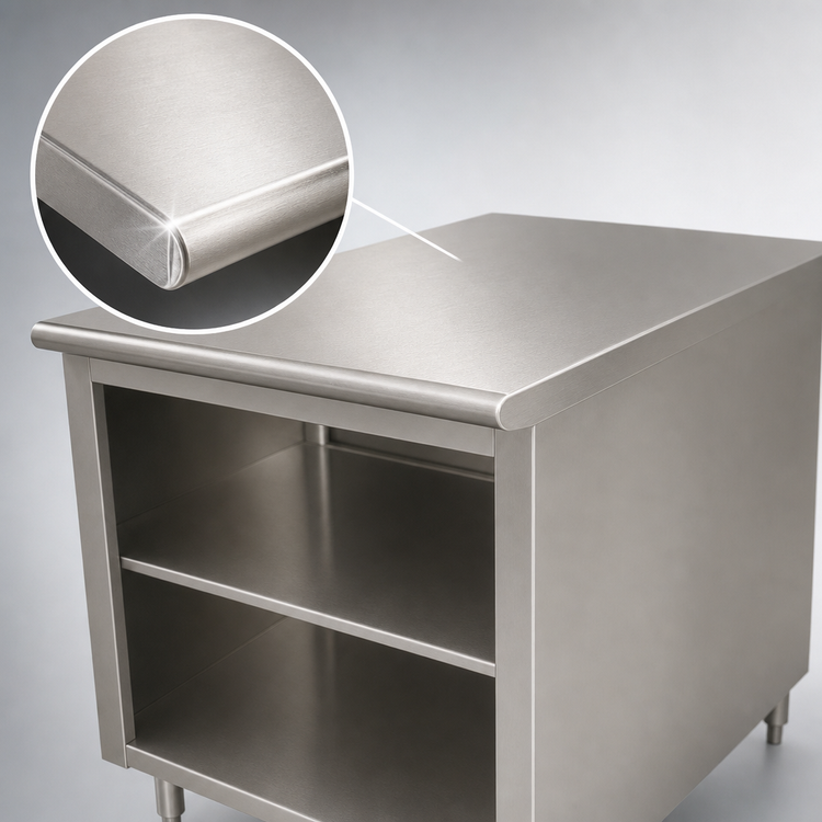 Product image #3 for Advance Tabco 144-Inch x 24-Inch Stainless Steel Work Table with Open Front Cabinet Base and Mid-Shelf