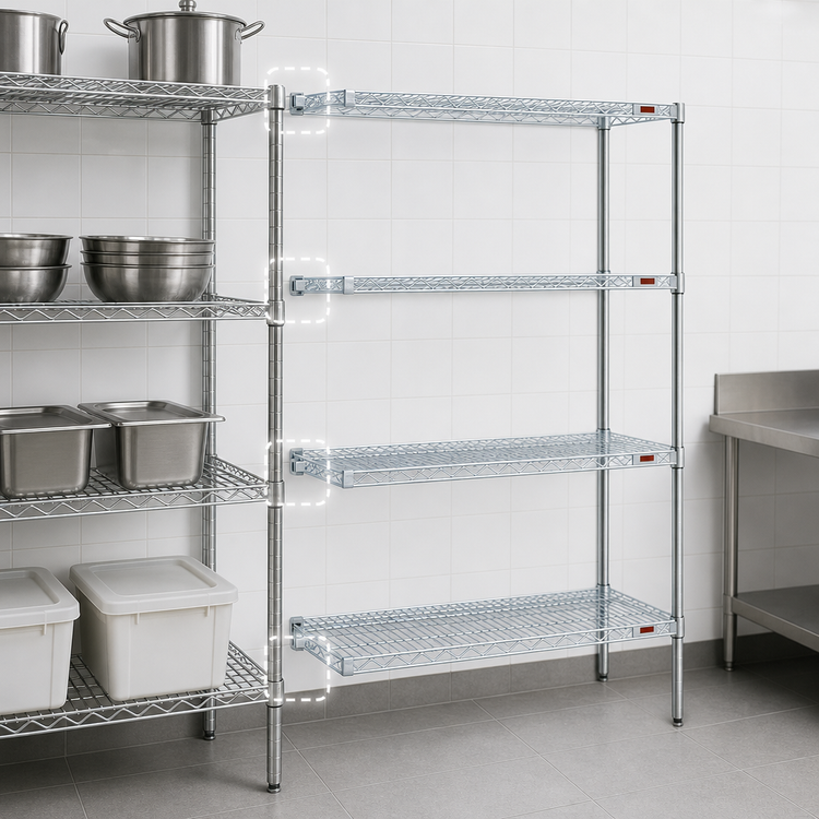 Product image #3 for EAGLEbrite 4-Tier Add-On Wire Shelving Unit, 36 x 18 x 74 Inches, Zinc Finish