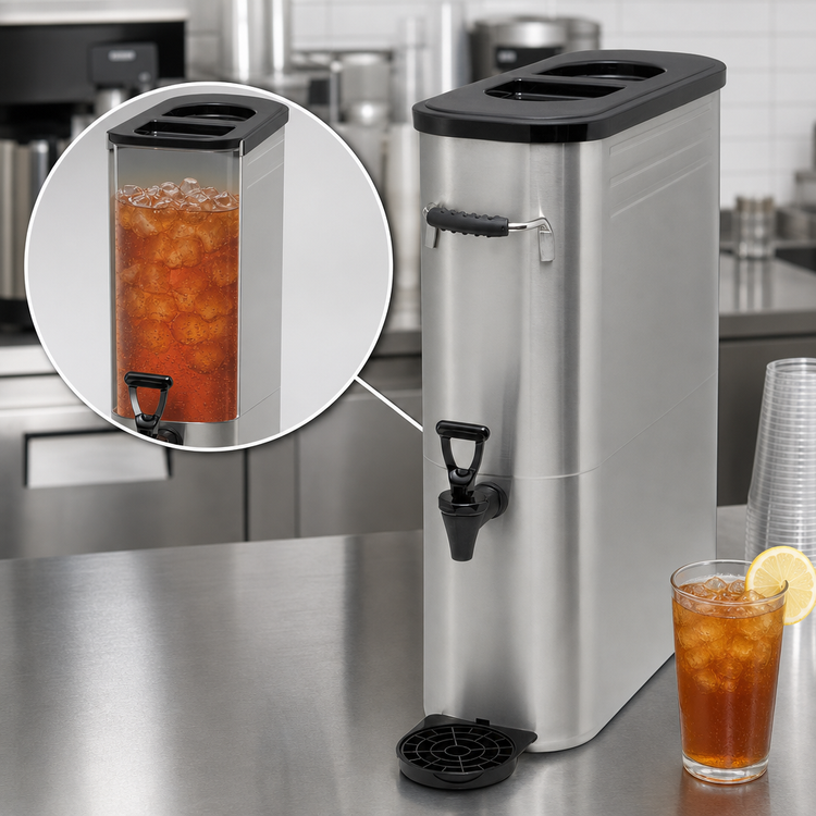 Product image #3 for Winco 3-Gallon Stainless Steel Tower Iced Tea Dispenser with One Valve
