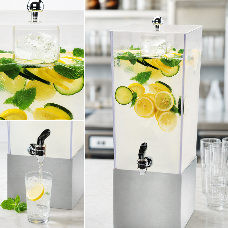 Product image #3 for Cal-Mil Single 3 Gallon Beverage Dispenser with Polycarbonate Tank, Ice Chamber and Stainless Steel Base